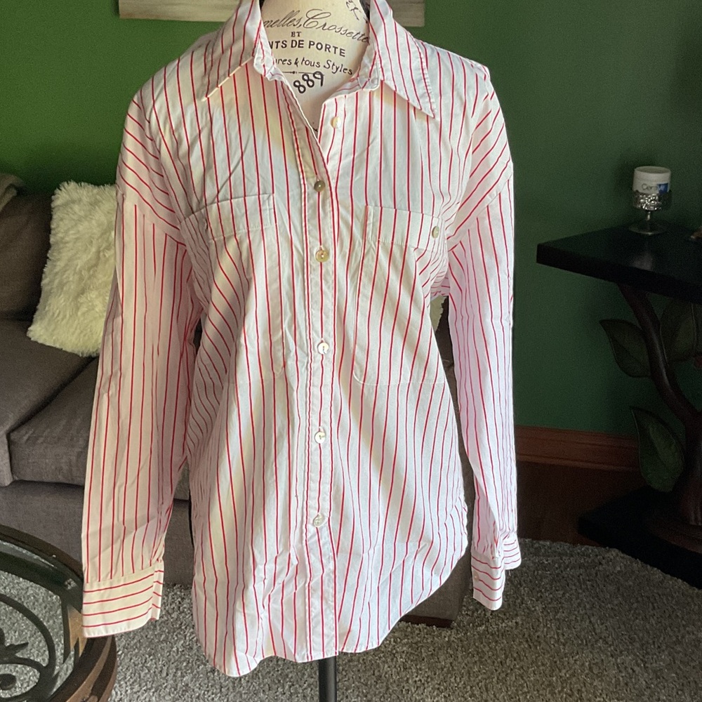 Pistola Red and White Striped Shirt, Size S